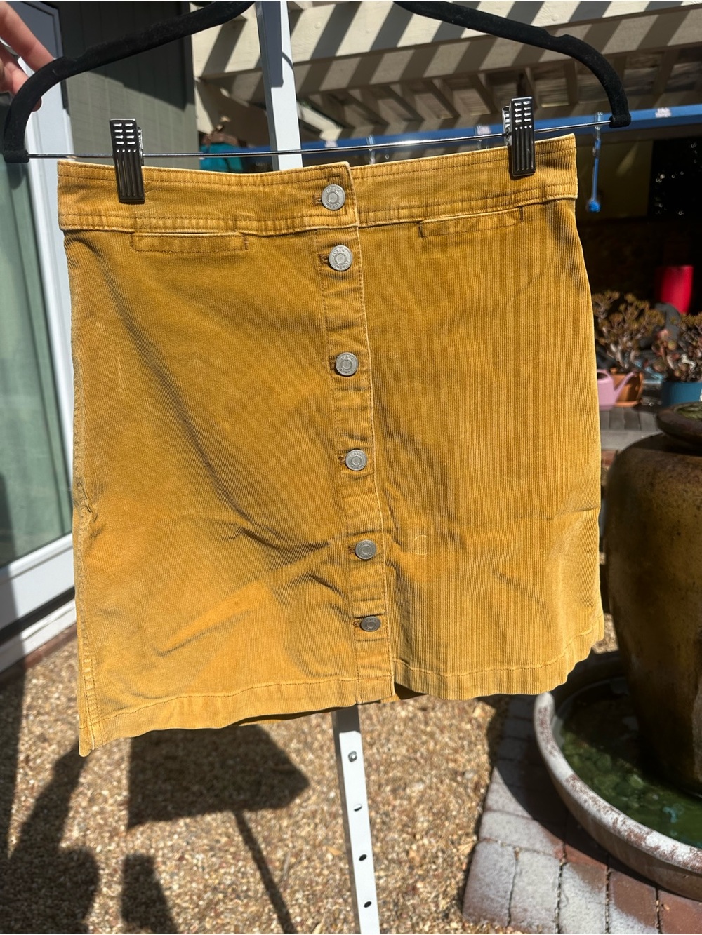 J. Crew Mustard Yellow Button-Front Corduroy Mini Skirt